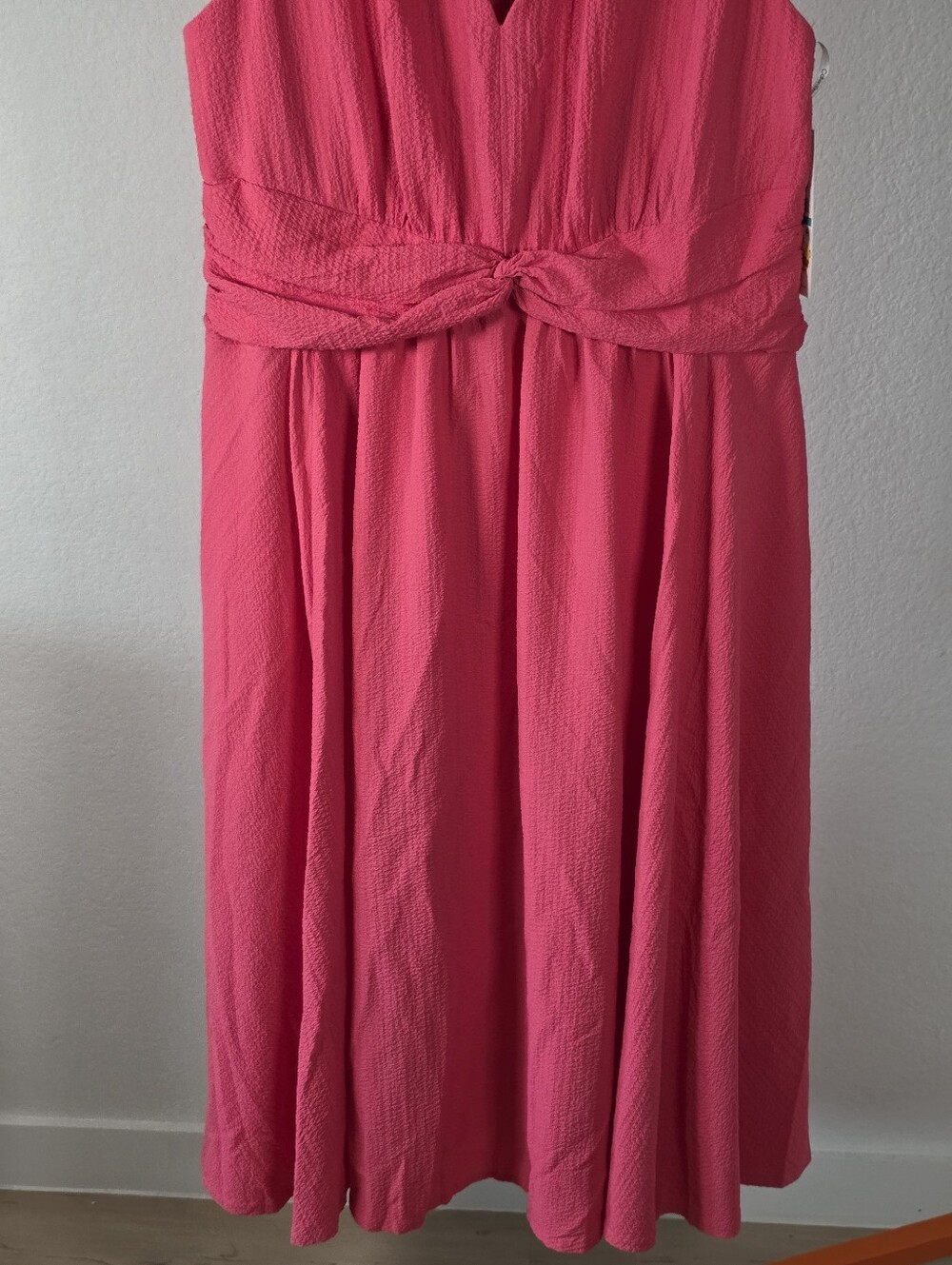 Calvin Klein NWT Pink V Neck Twist Waist Midi Dress Size 6 $149 Cocktail - Picture 4 of 9